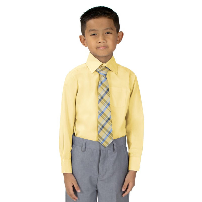 Spring Notion Boy's Tartan Plaid Woven Zipper Tie Yellow Large - Image 3